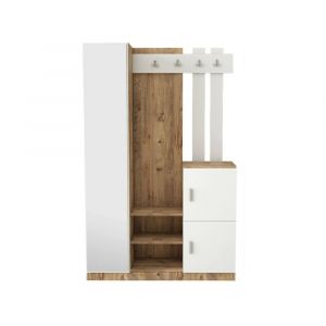 Meuble d'entrée effet bois beige, blanc 114x38 cm