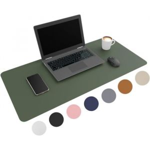 WURK Tapis de bureau professionnel en cuir synthétique - Organisateur de bureau - Accessoires de bureau - Tapis de souris XXL - Avec clip de câble - 80x40 - Vert