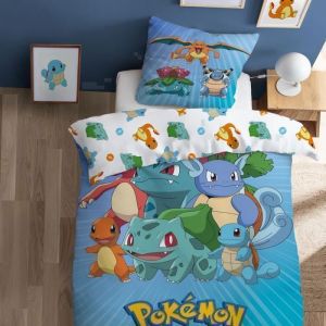 Cti Parure de lit imprimée 100% coton, POKEMON GO 140x200+63x63cm
