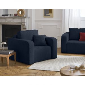 Miro - fauteuil en velours texturé - Bleu