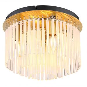 Globo Plafonnier plafonnier lampe de salon métal doré tiges de verre D 32 cm