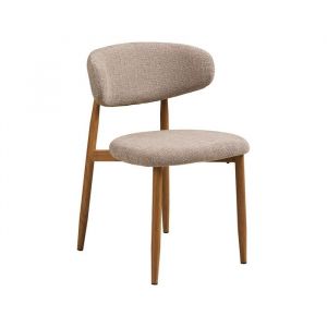 Eddie - lot de 2 chaises en tissu textur&eacute; - pieds en acier effet bois