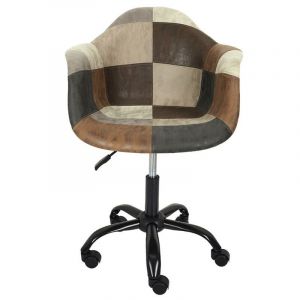 Image de Prix Fauteuil de Bureau Patchwork 74cm Marron & Noir