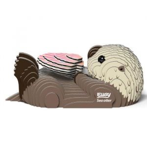 Eugy Puzzle 3D loutre de mer 9 x 4,5 cm carton gris/blanc 60 pièces