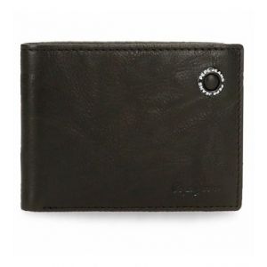 Pepe Jeans Badge Portefeuille Horizontal avec Porte-Monnaie Noir 11,5 x 8 x 1 cm Cuir, Noir, Portefeuille Horizontal avec Porte-Monnaie