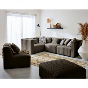 Nova - module d'assise d'angle réversible - en velours - Gris