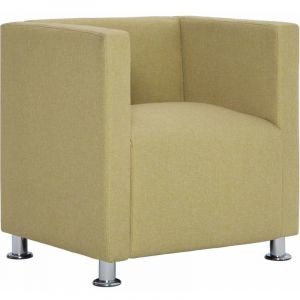 Fauteuil chaise siège lounge design club sofa salon cube vert polyester Vert