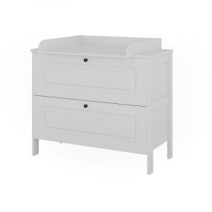 Commode à langer Ajaton, Blanc, 108 x 98 cm avec 2 tiroirs, Vitalispa