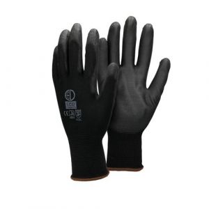 ECD Germany 1 Paire de Gants de Travail en PU - Taille 9-L - Couleur Noir - Élastique -