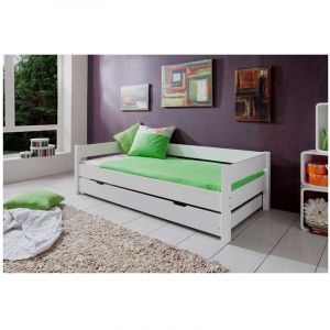 Lit individuel en bois juno - Naturelle,Blanc laqué