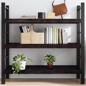 VidaXL Étagère Murale, Dessus de Table avec Bord Vivant, Tablette Suspendue Flottante, Rustique, Marron Foncé Bois Chêne Massif Traité