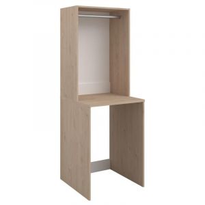 Meuble pour machine &agrave; laver avec penderie - Naturel clair - L65 x H184 cm - erkano