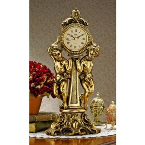 Design Toscano Horloge de cheminée Les deux chérubins d’Amboise