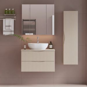 Ensemble meuble simple vasque 80cm et colonne Tao Cachemire