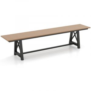 Banc de jardin d'extérieur en HDPE pour 3 à 4 personnes cadre en métal banc de patio sans dossier de 183 cm capacité de 500 kg marron 20_0007796