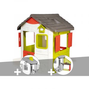 Image de Smoby Cabane enfant Neo Jura Lodge + Cheminée + Cuisine d'été