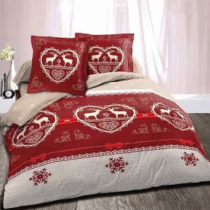 Housse de Couette 220x240 Montagne Winter Rouge