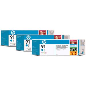 Image de HP C9483A - Multipack de 3 cartouches d'encre n°91 cyan