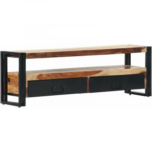Meuble t&eacute;l&eacute; buffet tv t&eacute;l&eacute;vision design pratique 120 cm bois de sesham solide Bois