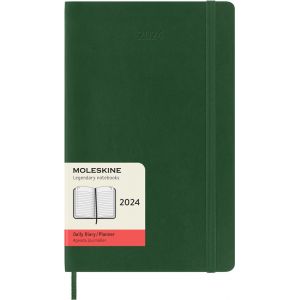 Image de Moleskine Agenda civil journalier 2024 12 mois Grand Format Couverture Souple Vert