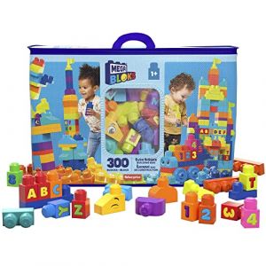 Mega Bloks Coffret de Construction Très Grand Sac de Construction avec 300 gros blocs de construction colorés et 1 sac de rangement, Jouet d'Éveil, Dès 1 an, HHM97