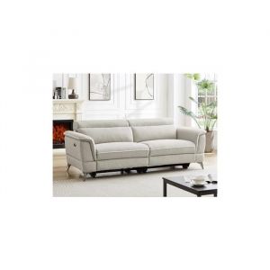 Canapé 3 places relax électrique en tissu beige MACARI