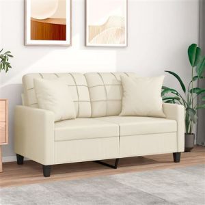 VidaXL Canapé 2 places avec oreillers crème 120 cm similicuir, canapé, causeuse, canapé de salon, canapés, canapé rembourré, sièges de salon