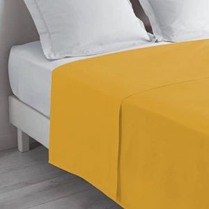 Image de Drap Plat 240 x 300 Cm 100% Coton Bio Biolina Ocre