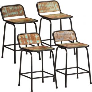 VidaXL Tabourets de bar lot de 4 46x35,5x70cm bois massif récupération