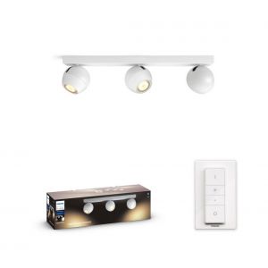 Philips White Ambiance BUCKRAM Spot barre tube 3x5.5W - Blanc (t&eacute;l&eacute;commande incluse), compatible Bluetooth Hue
