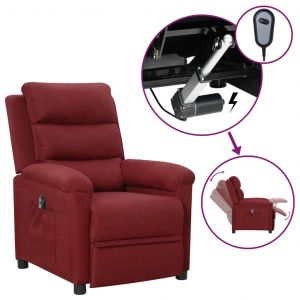 VidaXL Fauteuil inclinable &eacute;lectrique Rouge bordeaux Tissu Rouge