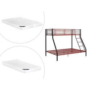 Lits superposés ELEVATIO IV 90 et 140 x 190 cm Acier Noir et rouge + matelas