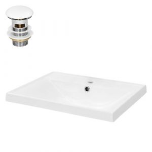 ML-Design Lavabo en C&eacute;ramique Blanc 51x15,5x41,5 cm avec Garniture de Vidage 1 1/4