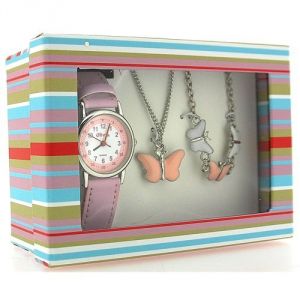 Image de The Olivia Collection KS002 - Coffret montre pour fille avec pendentif et bracelet à papillons