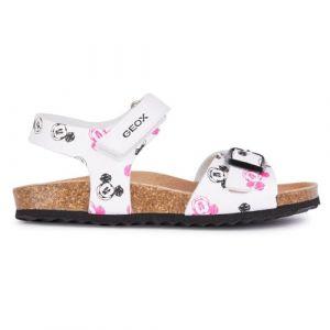 Geox J Adriel Girl C Sandale, White Black, 30 EU
