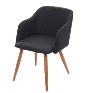 Mendler Chaise de salle à manger HWC-D71, chaise de cuisine, accoudoirs tissu/textile ~ anthracite-gris