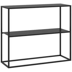 Homcom Console table d'appoint style contemporain avec étagère - dim. 90L x 30l x 75H cm - acier noir
