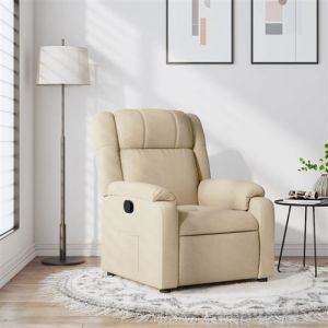 VidaXL Fauteuil Inclinable, Chaise avec Repose-pieds, Siège avec Dossier et Accoudoirs, Meuble de Salle de Séjour, Moderne, Crème Tissu 373545