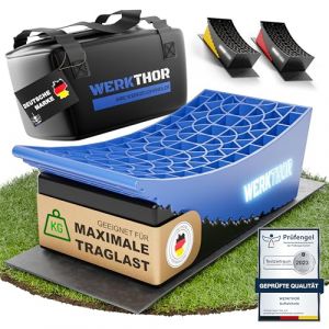 WERKTHOR Rampes de levage camping-car (Bleu) - Lot de 2 pièces Jusqu’à 135 tonnes Antidérapantes et robustes