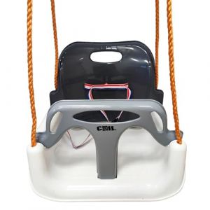 COIL Balançoire de jardin pour enfants balançoire pour enfants solide 3 en 1 + ceintures jusquà 60 kg blanc et gris