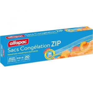 Alfapac Sacs Congélation à Fermeture Zip - Hermétiques & Réutilisables - Fabrication Française - Certifiés Origine France Garantie - Protecteurs & Conservateurs - 20 x 6L