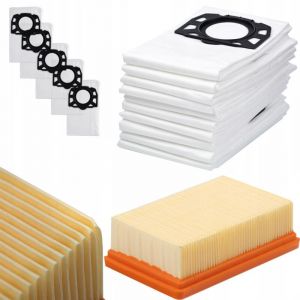 Rosfix Set Sacs Aspirateur 5x + Filtre &ndash; Microfibre 5 Couches, 42x51,5 cm Filtration Haute compatible avec aspirateur K&auml;rcher WD2&ndash;WD6, MV2&ndash;MV6