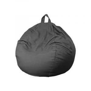 Pouf Poire XL tissu effet lin - 110x120 cm - Gris