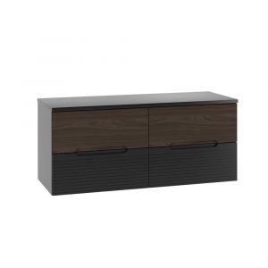 Meuble sous-vasque 120cm plan de toilette Sylla Noir et bois