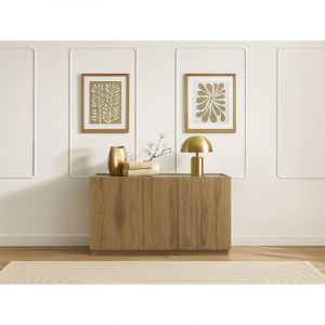 Bobochic Buffet 3 portes 140 cm marion effet chêne et travertin