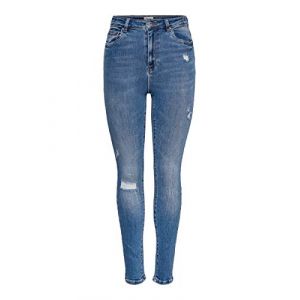 Only Mila Life High Waist Skinny Destroy Bj139944 27 Medium Blue Denim - Medium Blue Denim - 27