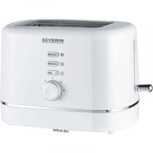 Severin Grille-pain automatique 850 W, Toaster compact 2 fentes jusqu'à 2 tranches, Grille-pain électrique avec réglage du degré de brunissage & fonction décongélation, Blanc, KA 4324