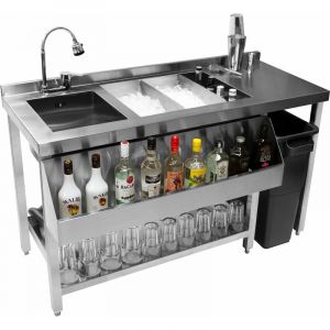 Monster shop Station Bar &agrave; Cocktail Professionelle 135cm x 68cm Restaurant Caf&eacute; Inox 304 67L