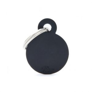 Myfamily Médaille basic petit cercle pour chien en aluminium noir