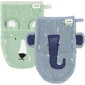 Trixie Lot de 2 gants de toilette Mr Polar Bear et Mrs Elephant